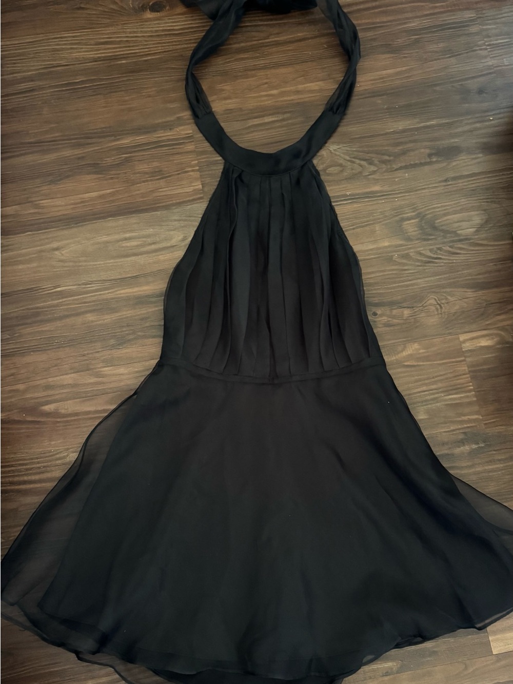 Lovers + Friends Black Backless Halter Pleated Cocktail Dress